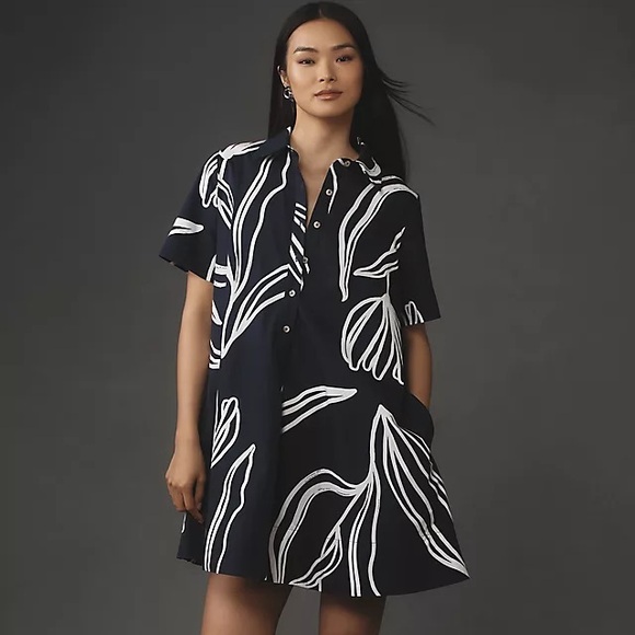 Anthropologie Pollie Short-Sleeve Swing Tunic Mini Dress - Picture 2 of 2